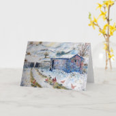 Waterverf sneeuwkippen Landschap Wenskaart Kaart (Gele Bloem)