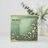  waterverf sneeuwklokjes en gescheurd papier feestdagenkaart (Staand voorkant)