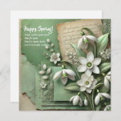 Waterverf  sneeuwklokjes en gescheurd papier feestdagenkaart (Voorkant / Achterkant)