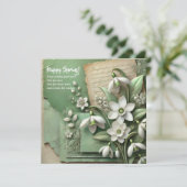 Waterverf  sneeuwklokjes en gescheurd papier feestdagenkaart (Staand voorkant)