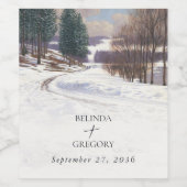 Waterverf sneeuwlandschap bruiloft wijn etiket (Enkel label)