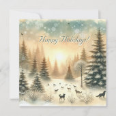 Waterverf Sneeuwlandschap in de winter Feestdagenkaart (Voorkant)