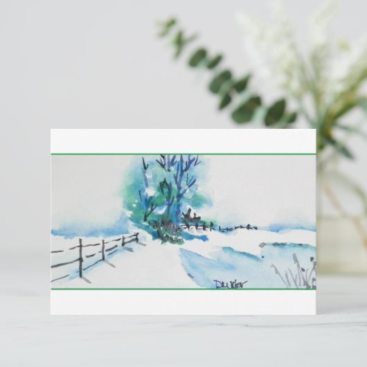 Waterverf Sneeuwlandschap Kerst Kaart (Staand voorkant)
