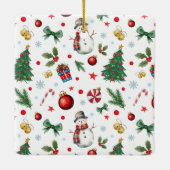 Waterverf sneeuwman één foto feestelijke kerst keramisch ornament (Achterkant)