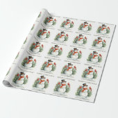 Waterverf Sneeuwman en Kardinalen Aangepaste Naam Cadeaupapier (Uitgerold)