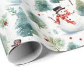 Waterverf sneeuwman en kerstboom cadeaupapier (Rol Hoek)