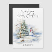 Waterverf sneeuwman en vrolijke kerstgroet (Voorkant / Achterkant)