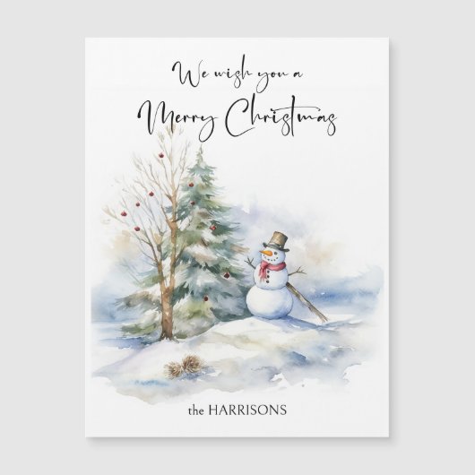 Waterverf sneeuwman en vrolijke kerstgroet (Voorkant)