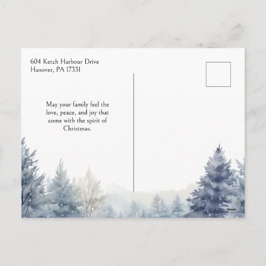 Waterverf sneeuwman en vrolijke kerstgroet feestdagenkaart (Achterkant)