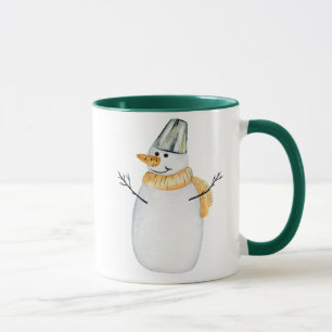 Waterverf Sneeuwman Groene Kerst Koffie Mok