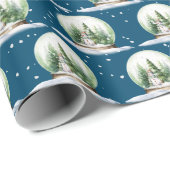 Waterverf sneeuwman in sneeuw Wereldbol Cadeaupapier (Rol Hoek)