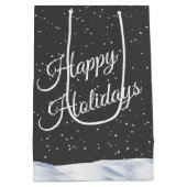 Waterverf Sneeuwman in Sneeuw Wereldbol Medium Cadeauzakje (Achterkant)