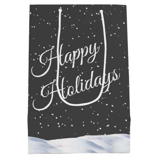 Waterverf Sneeuwman in Sneeuw Wereldbol Medium Cadeauzakje (Achterkant)