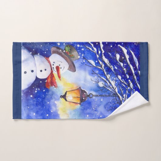 Waterverf sneeuwman Kerst Nieuwjaar Bad Handdoek (Handdoek)