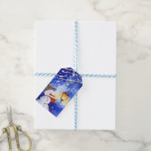Waterverf sneeuwman Kerst Nieuwjaar Cadeaulabel (Met Touw)