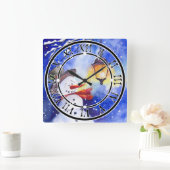 Waterverf sneeuwman Kerst Nieuwjaar Vierkante Klok (Huis)