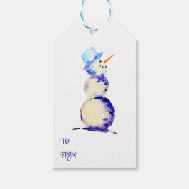 Waterverf Sneeuwman Kerstcadeautags Cadeaulabel