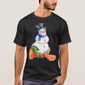 Waterverf Sneeuwman Kerstillustratie T-shirt (Voorkant)
