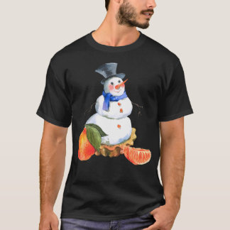 Waterverf Sneeuwman Kerstillustratie T-shirt