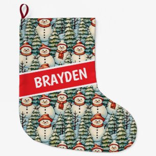 Waterverf sneeuwman kerstmis gepersonaliseerd grote kerstsok