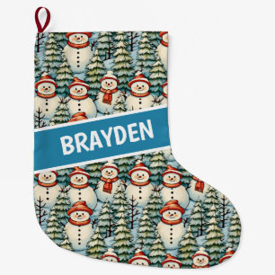 Waterverf sneeuwman kerstmis gepersonaliseerd grote kerstsok