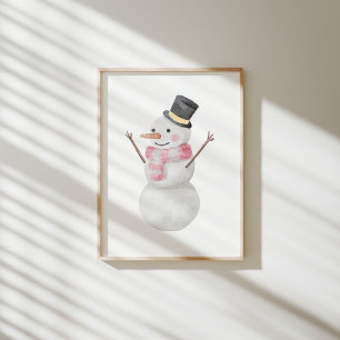 Waterverf sneeuwman poster