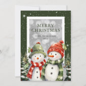 Waterverf Sneeuwman Sneeuwwitje Vrolijk Kerstfeest Feestdagenkaart (Voorkant)