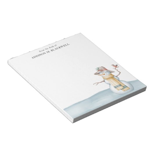 Waterverf sneeuwman van het bureau van notitieblok (Schuin)