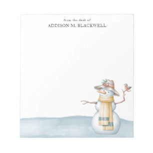 Waterverf sneeuwman van het bureau van notitieblok