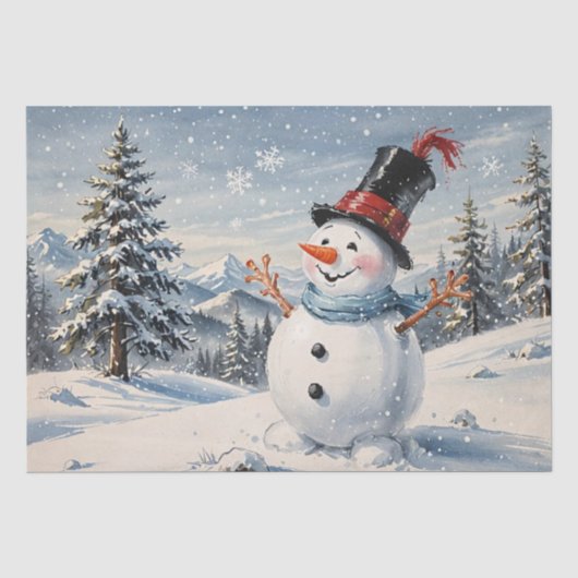 Waterverf Sneeuwman Vloeipapier Tissuepapier (Voorkant)
