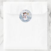 Waterverf Sneeuwman Winter Sneeuw Modern Kerstmis Ronde Sticker (Tas)
