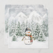 Waterverf sneeuwman winterbos kerst feestdagenkaart (Voorkant / Achterkant)