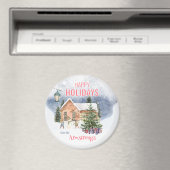 Waterverf sneeuwman winterscène Keepsake Magneet (Insitu (Vaatwasser))