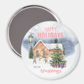 Waterverf sneeuwman winterscène Keepsake Magneet (Voorkant / Achterkant)