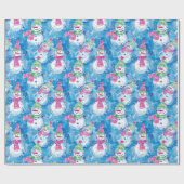 Waterverf Sneeuwmannen Illustratie Kerstmis Cadeaupapier (Vlak)