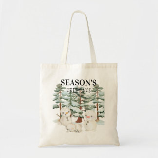 Waterverf Sneeuwmannen Scene Tote Bag