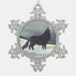 Waterverf sneeuwpuin tin sneeuwvlok ornament