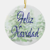 Waterverf sneeuwscène Feliz Navidad Keramisch Ornament (Voorkant)