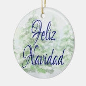 Waterverf sneeuwscène Feliz Navidad Keramisch Ornament (Links)