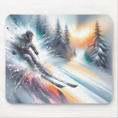 Waterverf sneeuwskiër muismat (Voorkant)