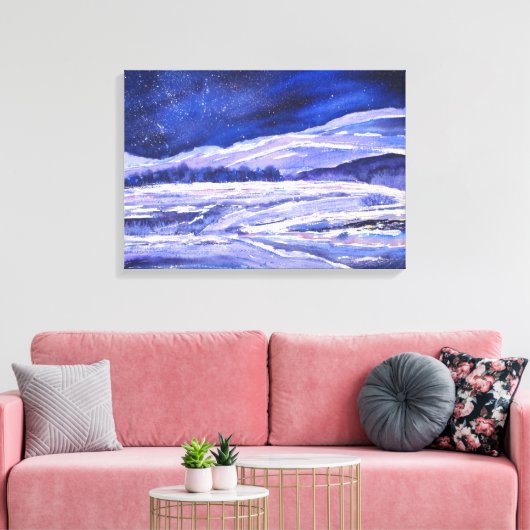 Waterverf Sneeuwstof en Stardust Canvas Afdruk (Insitu (Woonkamer))