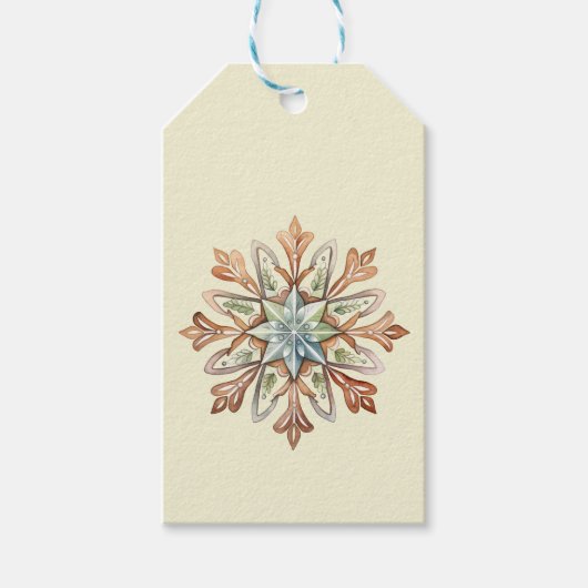 Waterverf sneeuwvlok cadeaulabel (Voorkant)