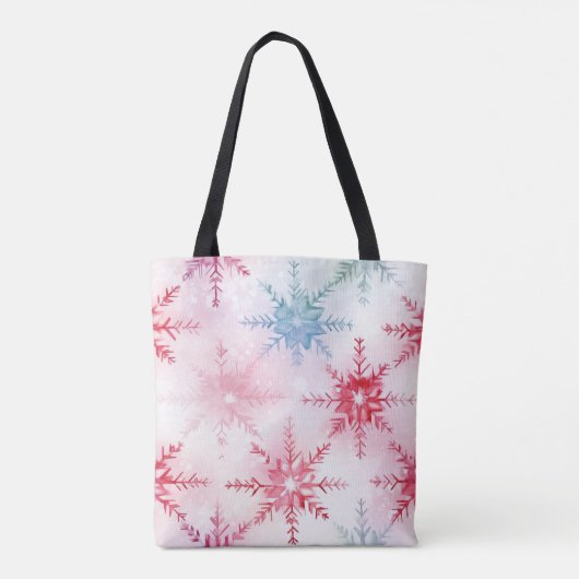 Waterverf Sneeuwvlok Canvas tas – Elegant Winter (Achterkant)