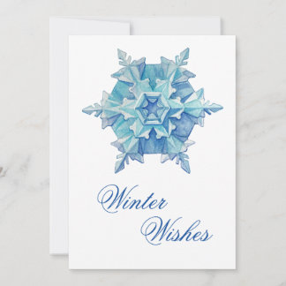 Waterverf Sneeuwvlok Feestdagenkaart