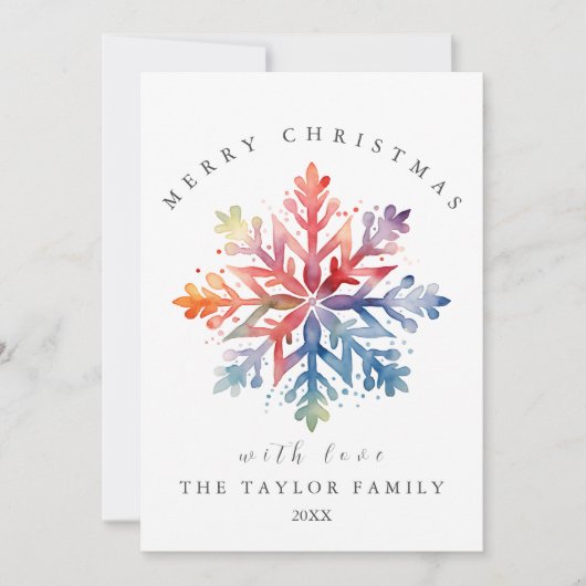 Waterverf Sneeuwvlok Kerstmis Kaart (Voorkant)