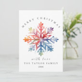 Waterverf Sneeuwvlok Kerstmis Kaart (Staand voorkant)