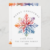 Waterverf Sneeuwvlok Kerstmis Kaart (Voorkant / Achterkant)