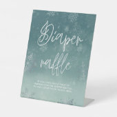 Waterverf Sneeuwvlokken Baby shower Luier Raffle Reclamebord Met Voetstuk (Voorkant)