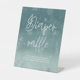 Waterverf Sneeuwvlokken Baby shower Luier Raffle Reclamebord Met Voetstuk