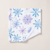 Waterverf sneeuwvlokken blauw & paarse bad handdoek (Wasdoekje)